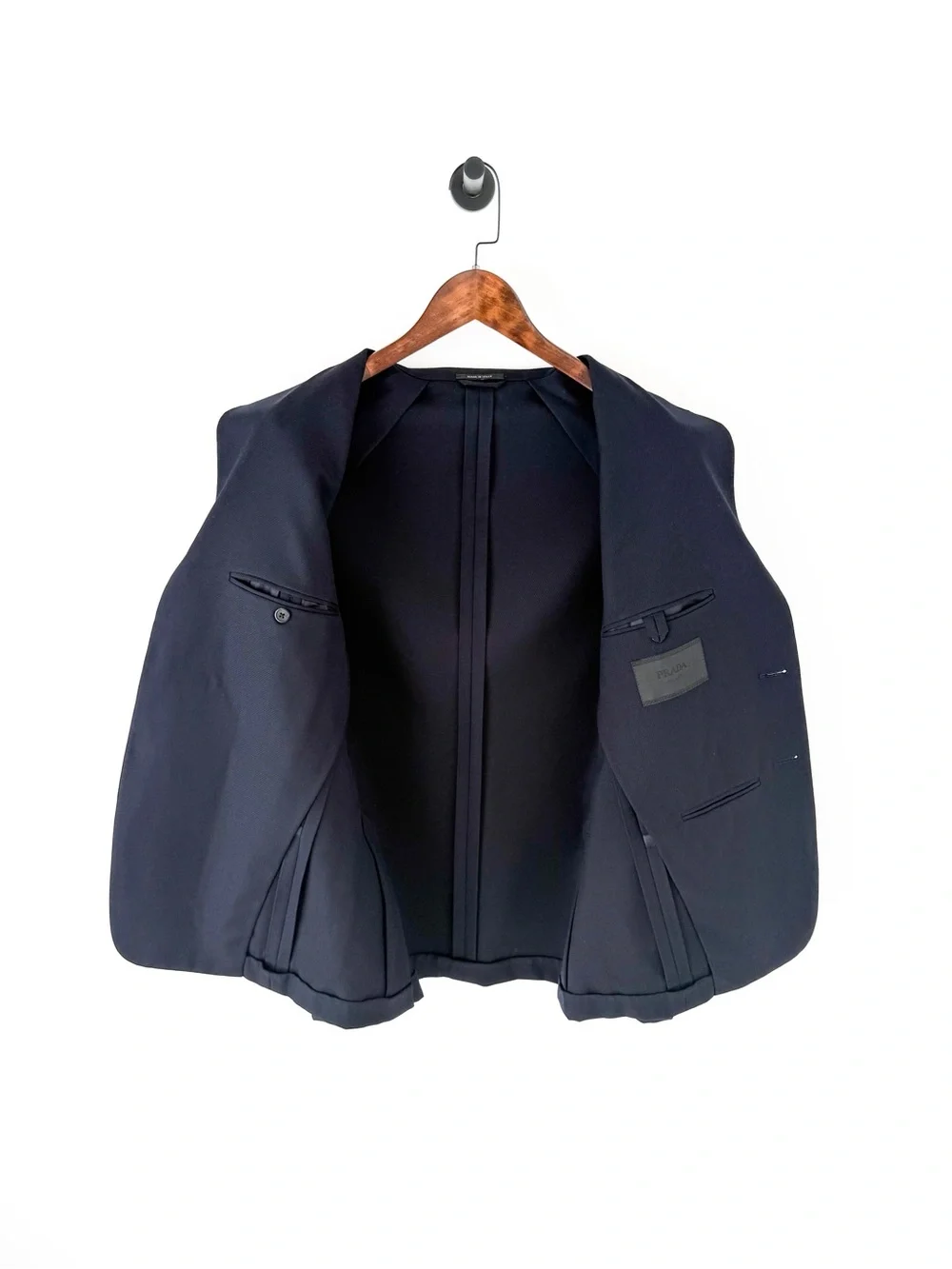Prada Gabardine Navy Single-Breasted Sport Coat Me's Blazer Italian 38R